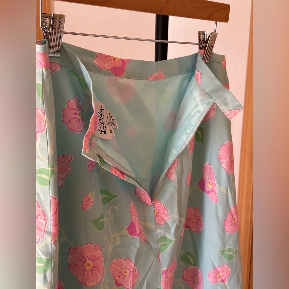 Lilly Pulitzer Maxi Skirt in Light Blue and Pink Floral - Picture 11 of 12